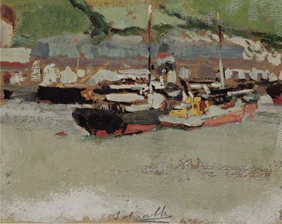 Boats in a Port by Joaquín Sorolla